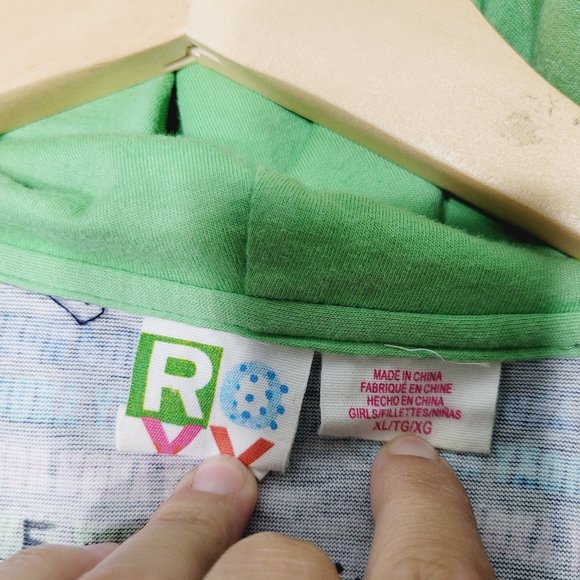 Roxy Windbreaker Jacket Coat Logo Graphic Print Multicolor Pastel Hooded XL - Picture 6 of 12